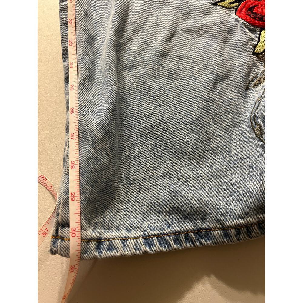 Ed Hardy Baggy Loose Fit Retro Light Jeans Dagger Hearts Embroidered Spellout 32 - Picture 12 of 13